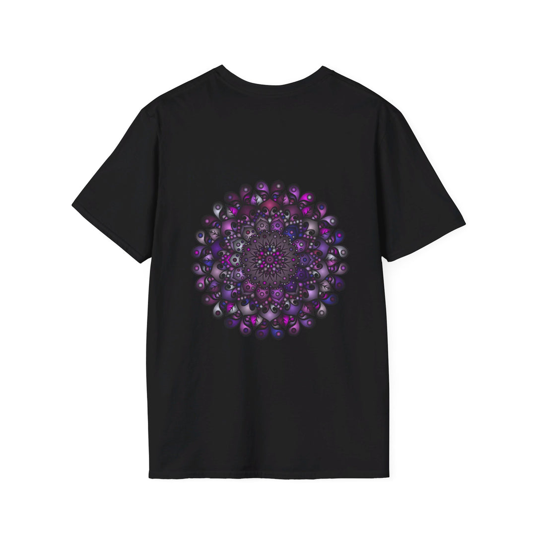 Colorful and intricate handmade mandala art design on softstyle t-shirt