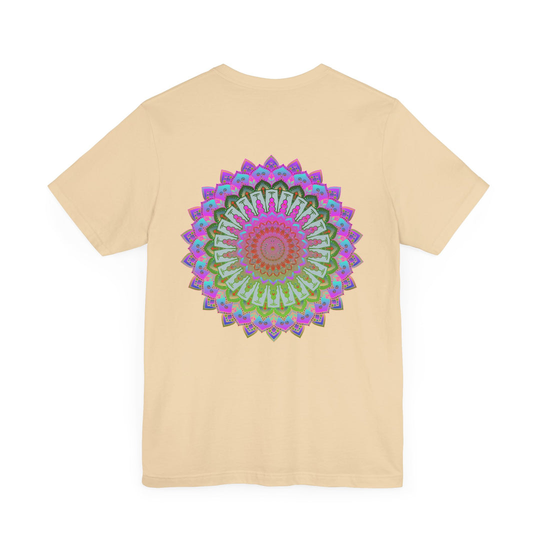 A beautiful and colorful Vibrant Mandala Tee featuring a spiritual design promoting peace and harmony