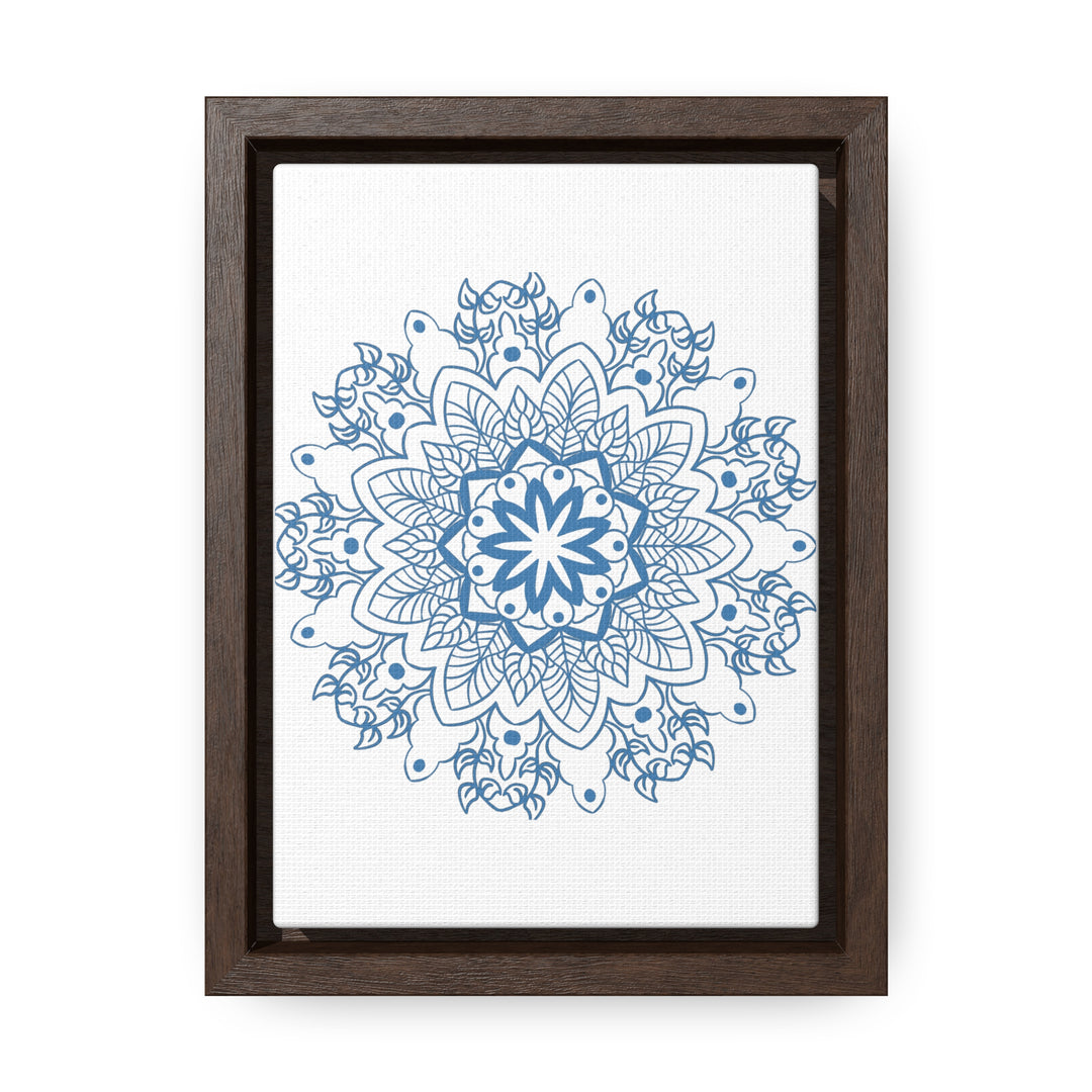 Beautiful steel blue mandala design wall art on gallery canvas wraps, handmade and vertical frame - perfect for adding a touch of artistic elegance to any space