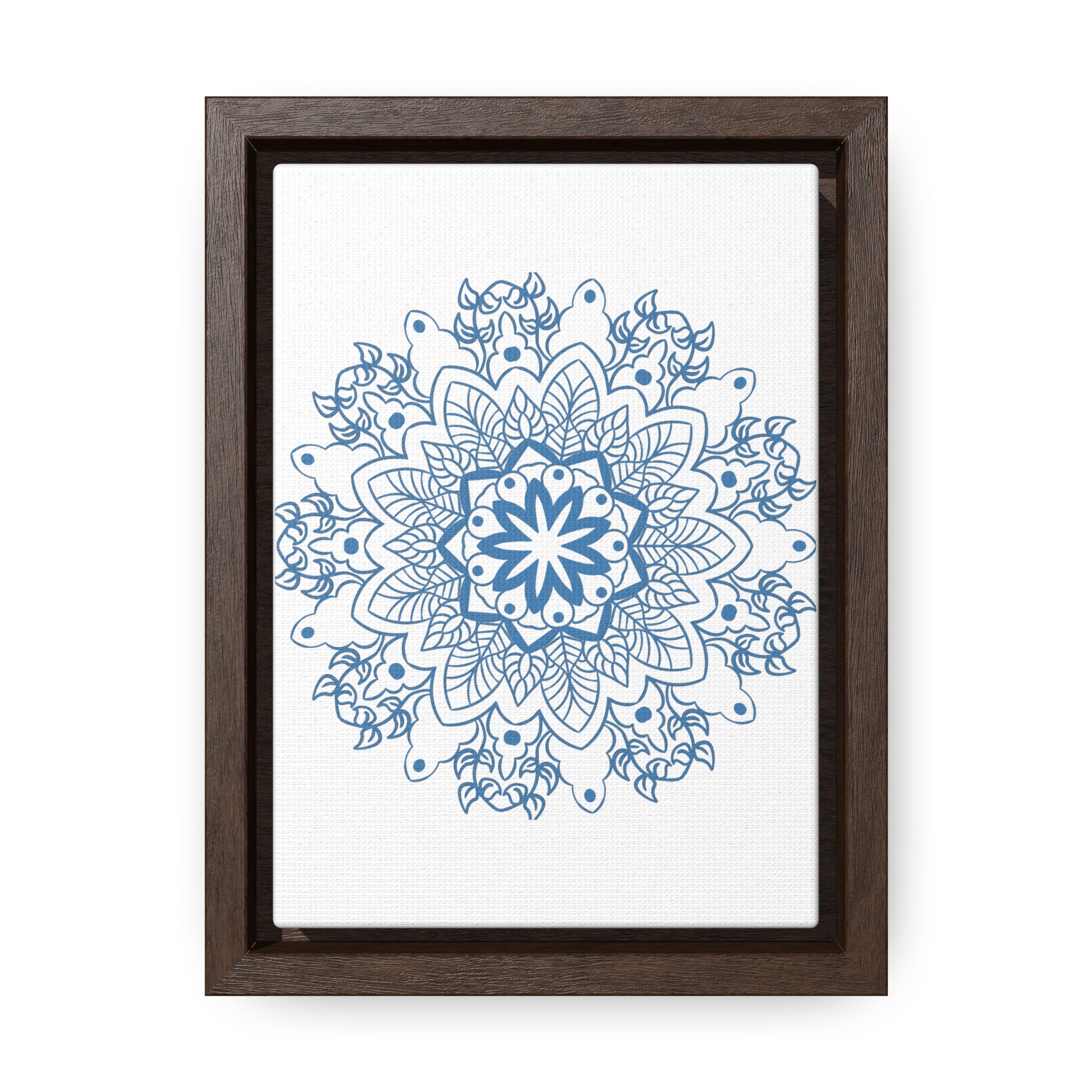 Beautiful steel blue mandala design wall art on gallery canvas wraps, handmade and vertical frame - perfect for adding a touch of artistic elegance to any space