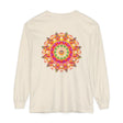 Vibrant Mandala Unisex Long Sleeve T-Shirt featuring intricate, colorful mandala design