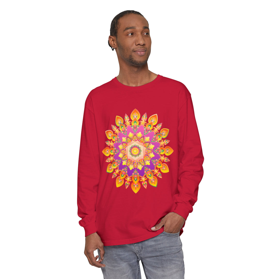 Colorful and intricate mandala design long sleeve t-shirt for all genders