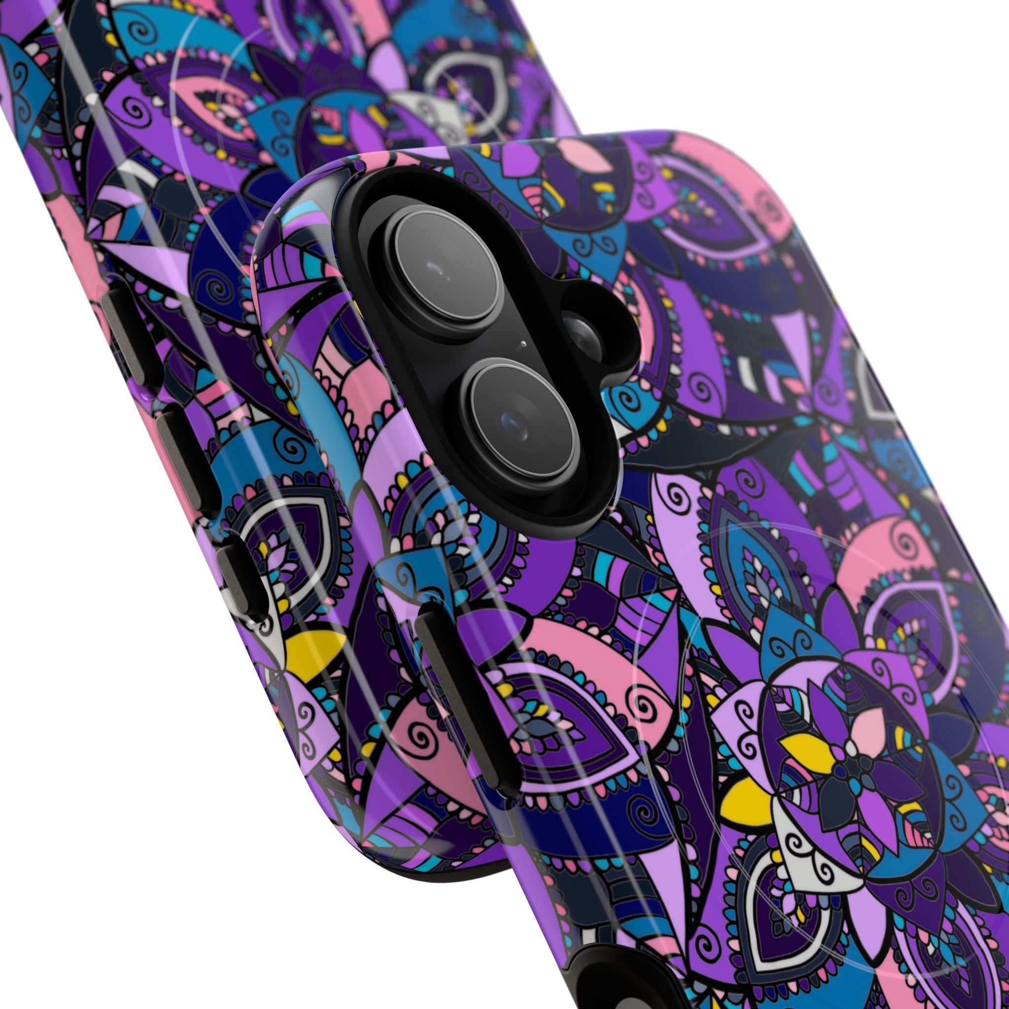 Magnetic Phone Case — Purple Mandala Floral Tough Case