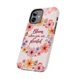Light pink phone case featuring a beautiful flower garland bloom design