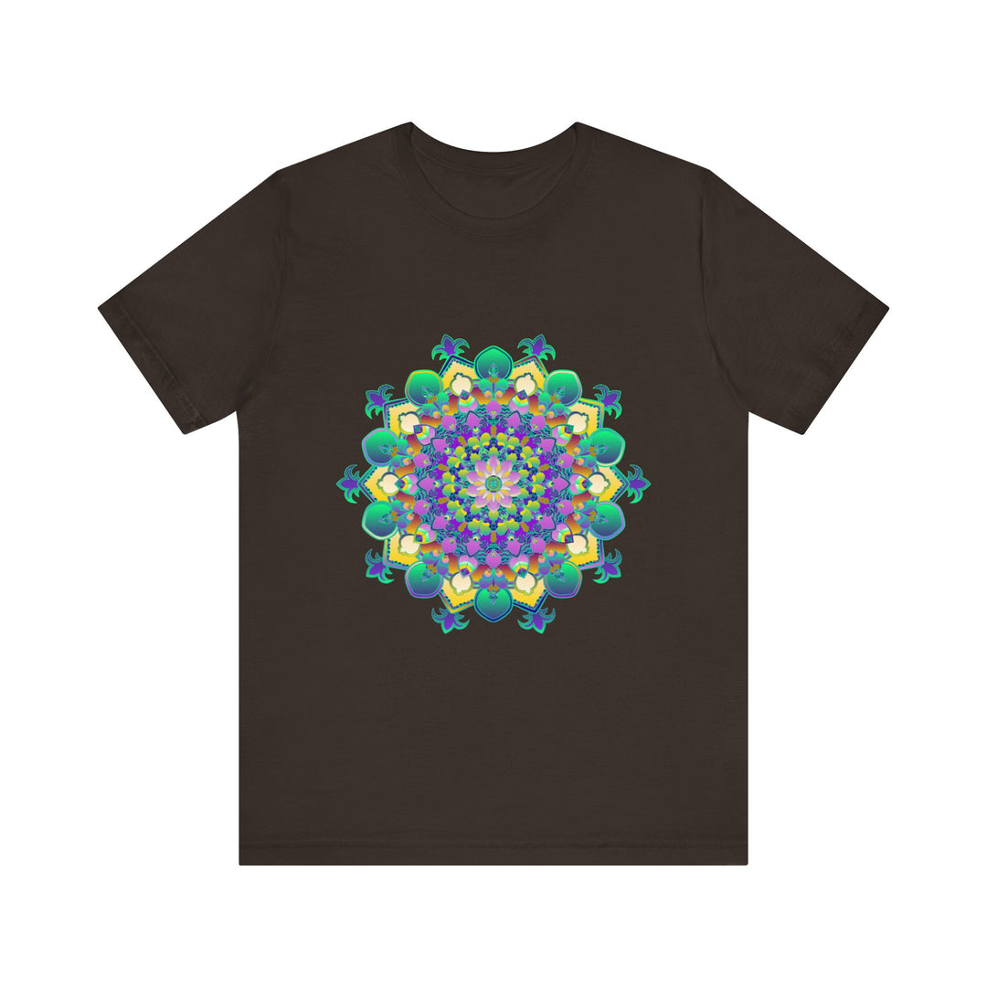 Vibrant and intricate mandala design on a meditation tee promoting peace and tranquility