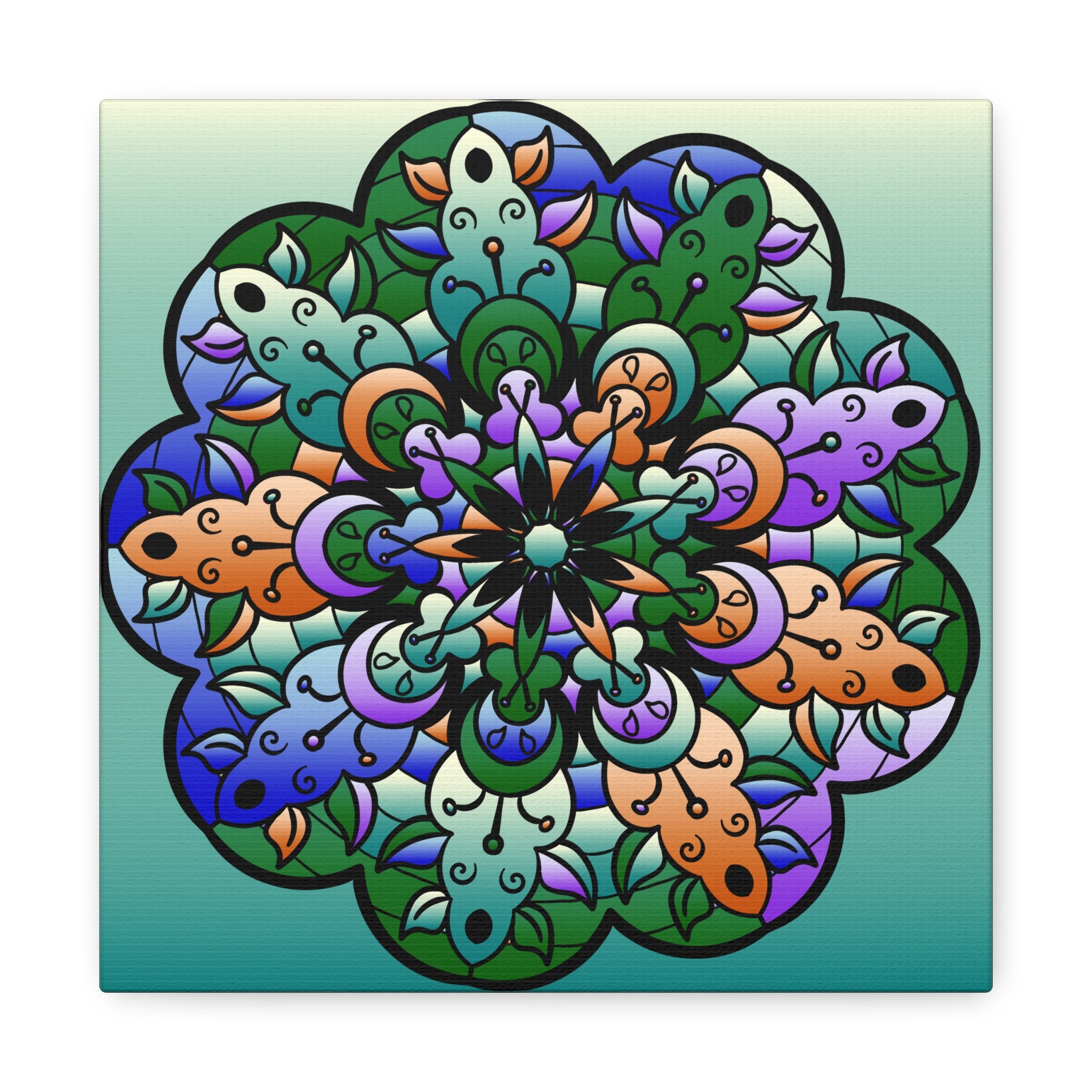 Stampa su tela opaca Mandala floreale — Arte da parete colorata su telaio