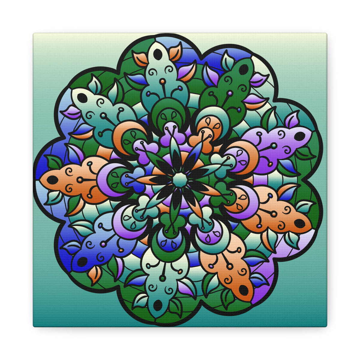 Floral Mandala Matte Canvas Print — Colorful Stretched Wall Art