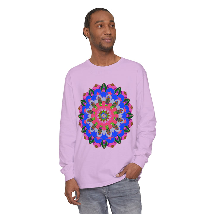 Colorful Mandala Long Sleeve T-Shirt for Artistic Expression