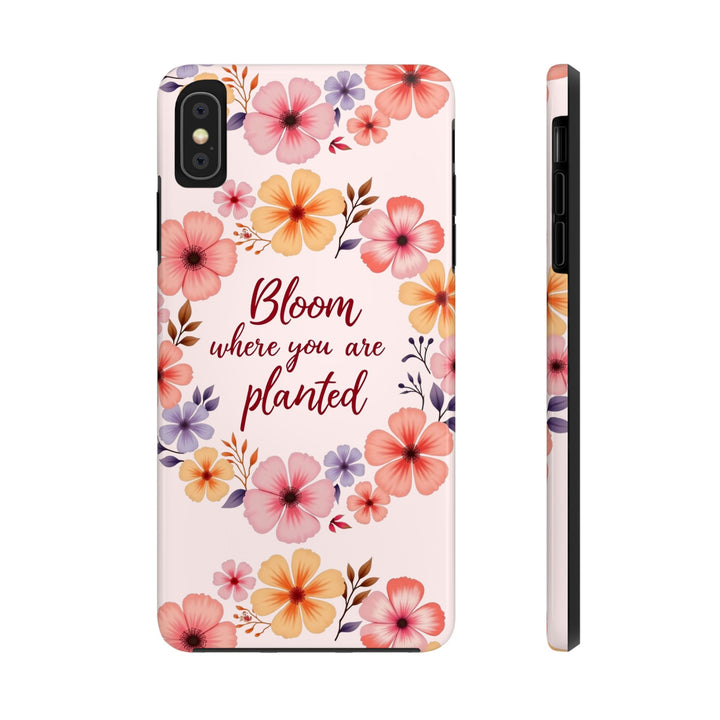 Light pink phone case with flower garland bloom design, perfect for spring