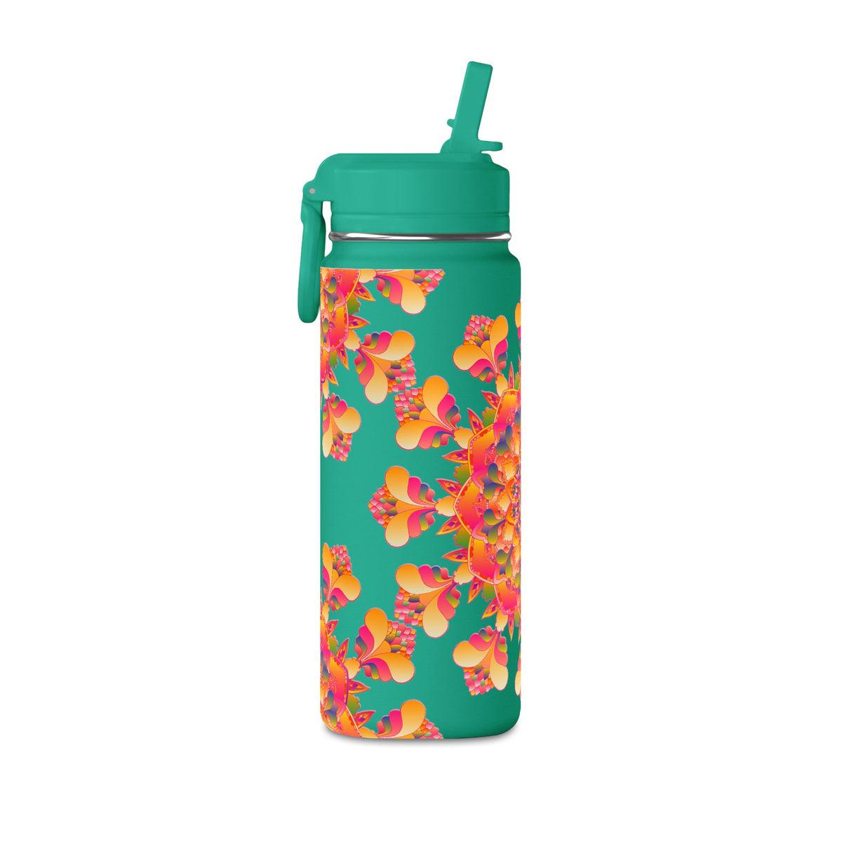 20oz Floral Mandala Mini Water Bottle – Colorful Boho Hydration Bottle
