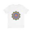 Vibrant and detailed mandala design t-shirt in a rainbow of colors