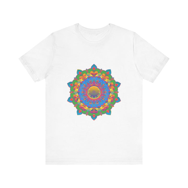 Vibrant and detailed mandala design t-shirt in a rainbow of colors