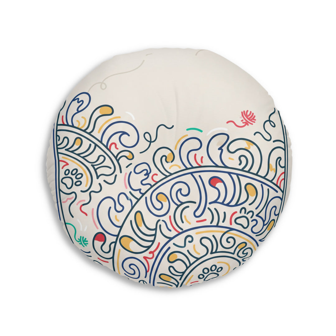 Cozy New Year Cat Floor Pillow — Cute Festive Cat Cushion