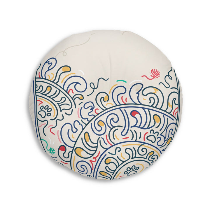 Cozy New Year Cat Floor Pillow — Cute Festive Cat Cushion