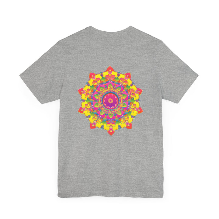 A colorful and intricate mandala tee with vibrant designs representing spiritual peace and harmony, perfect for those seeking a sense of tranquility and balance in their lives