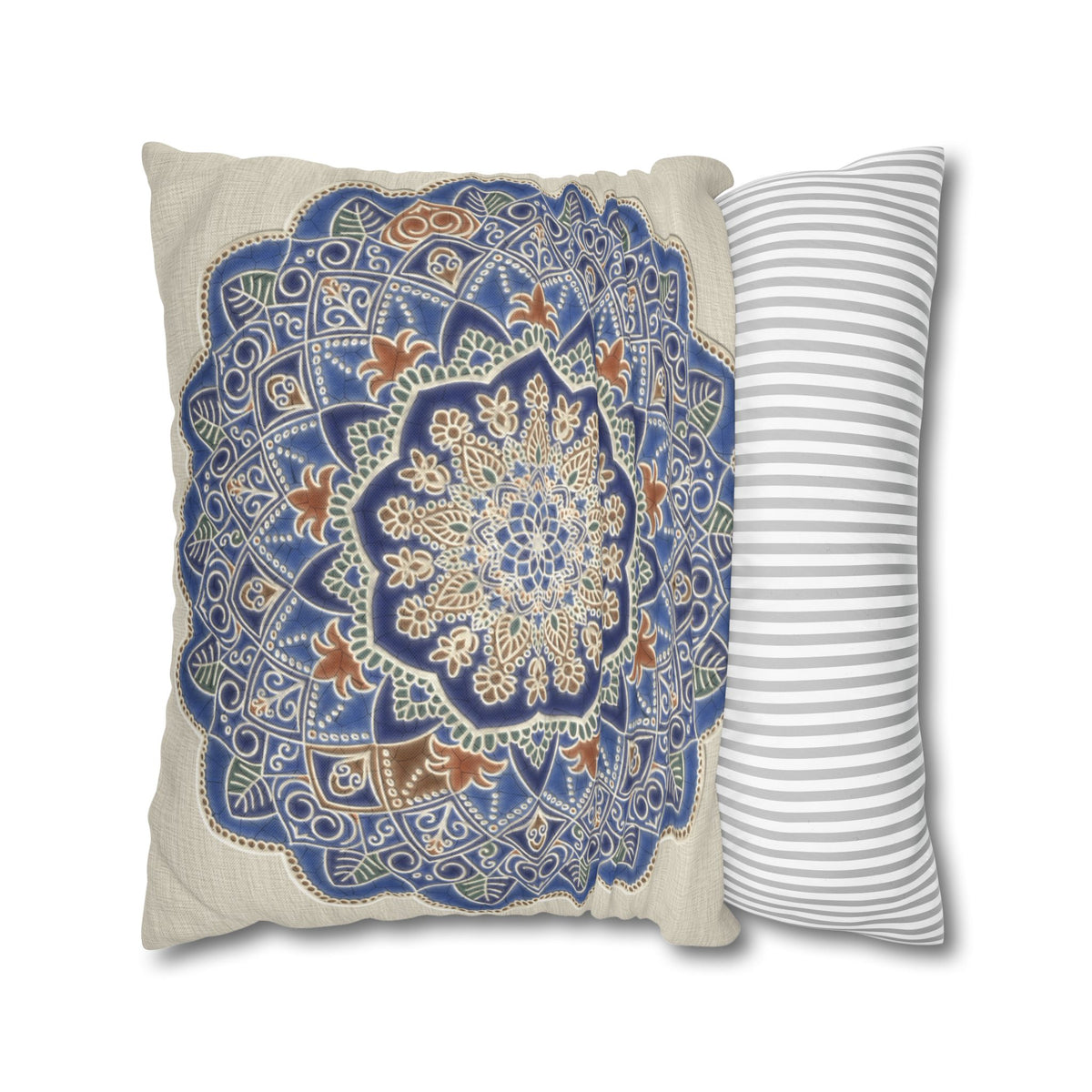 Federe quadrate Mandala blu