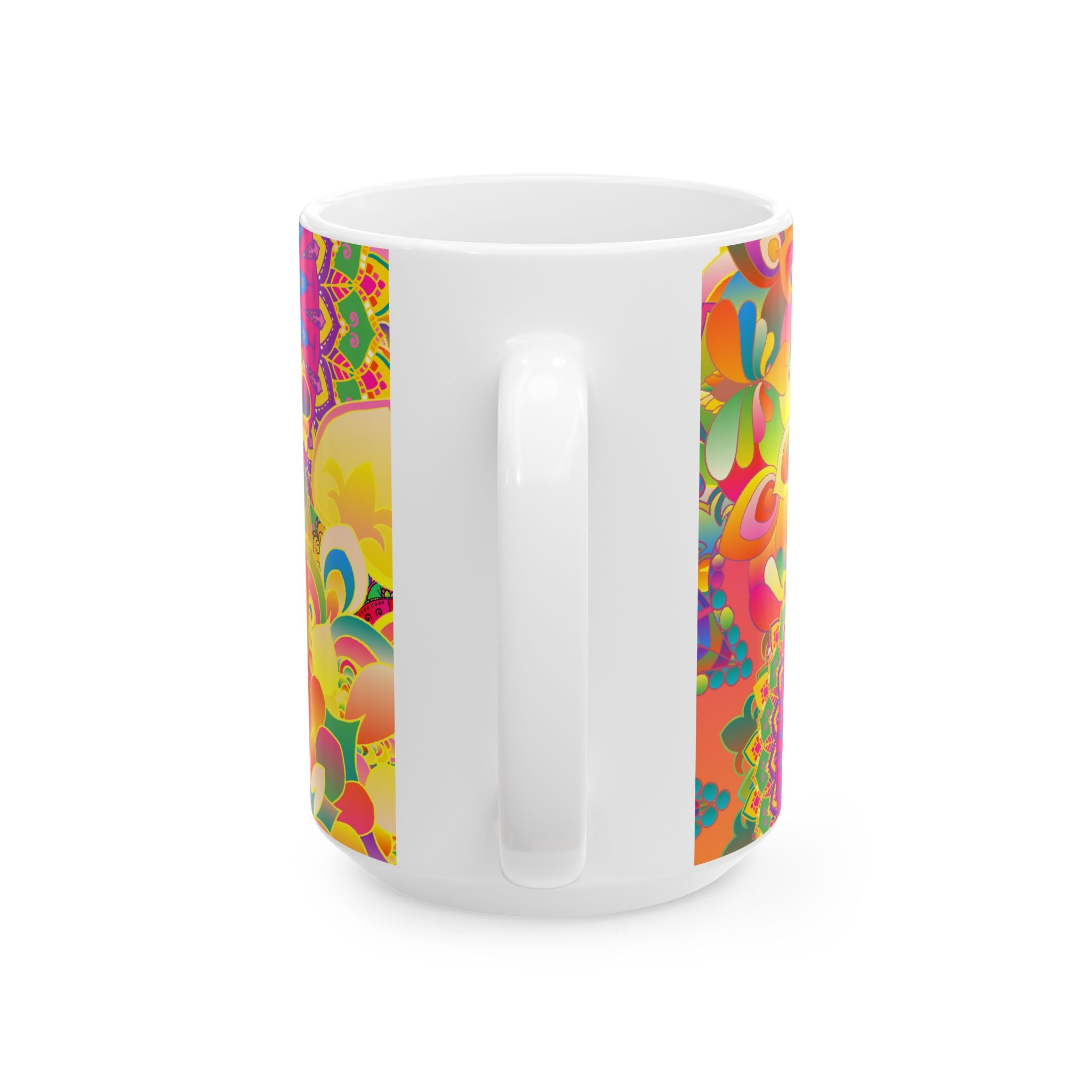 Psychedelic Floral Mandala Ceramic Mug
