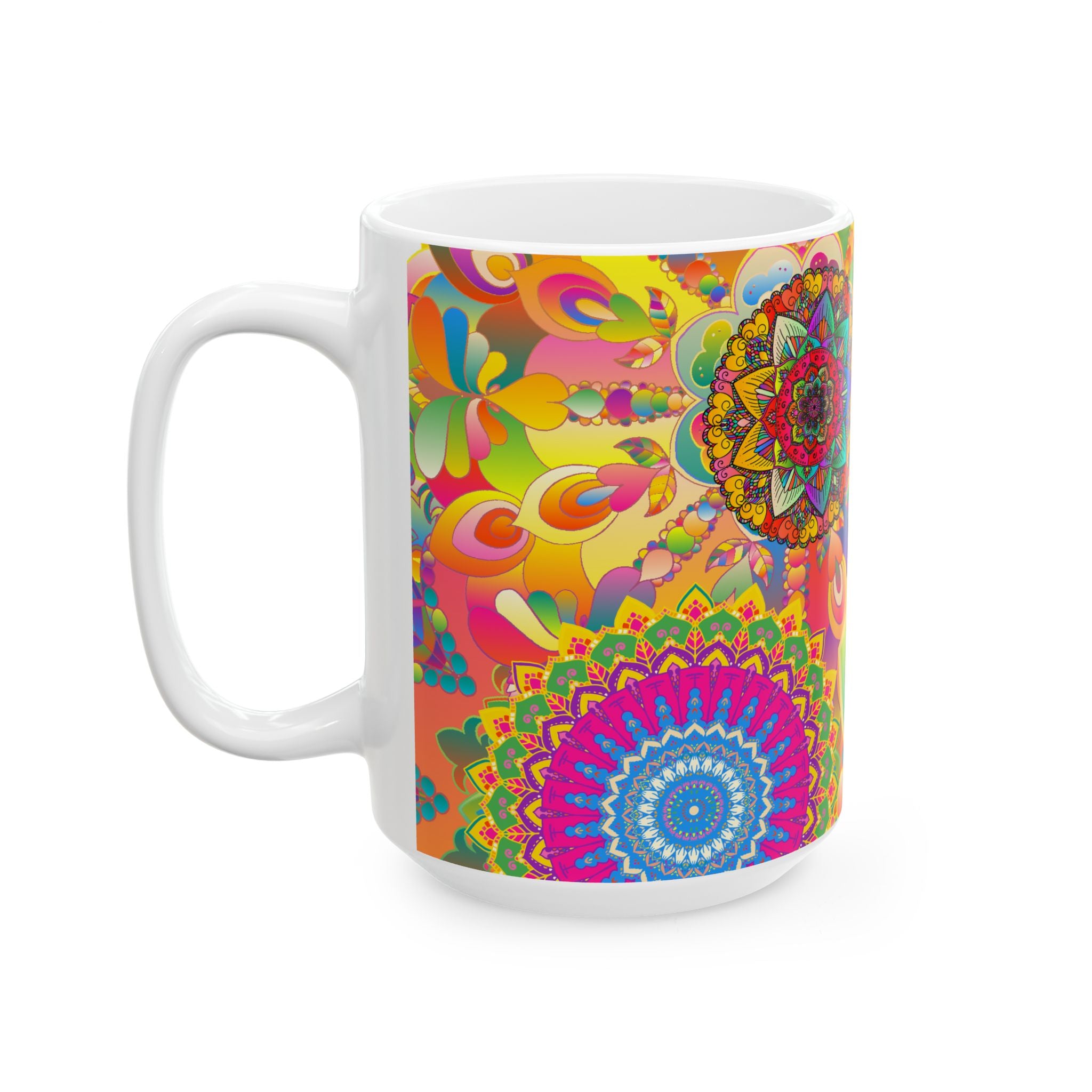 Psychedelic Floral Mandala Ceramic Mug