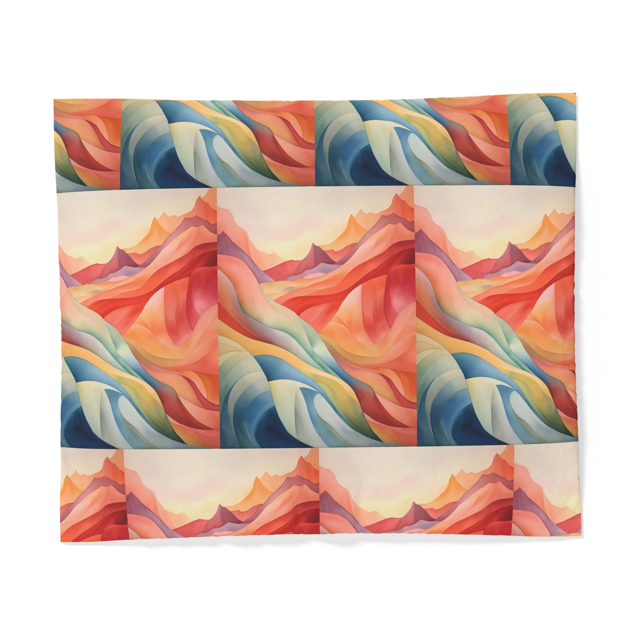 Abstract Sunset Waves Cotton Duvet Cover