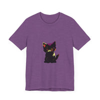 Neon Black Cat Mystery T-Shirt: A vibrant, eye-catching design featuring a mysterious black cat