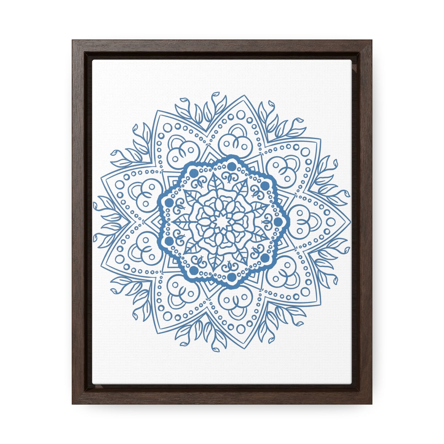 Beautiful steel blue mandala design handmade art on gallery canvas wraps