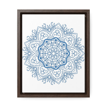 Beautiful steel blue mandala design handmade art on gallery canvas wraps