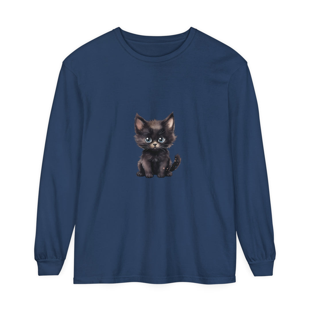 Cute Kitten with Blue Eyes Long Sleeve T-Shirt Alt Text 13