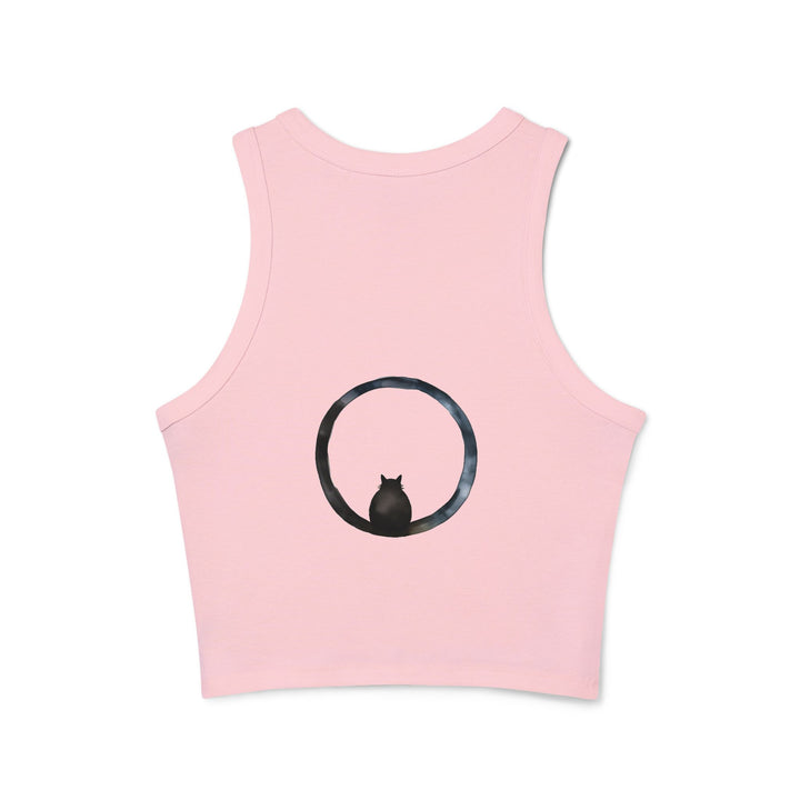 Cosmic Enigma Racerback Tank Top paired with high-waisted leggings for a trendy activewear look