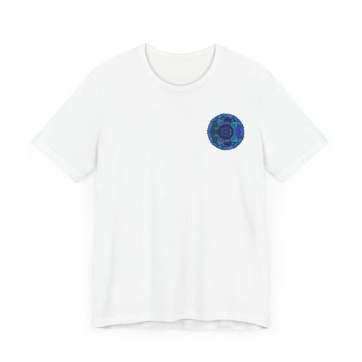 Blue Mandala T-Shirt featuring intricate spiritual design for peaceful and harmonious vibes