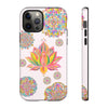 Beautiful light pink phone case with intricate lotus flower mandala design