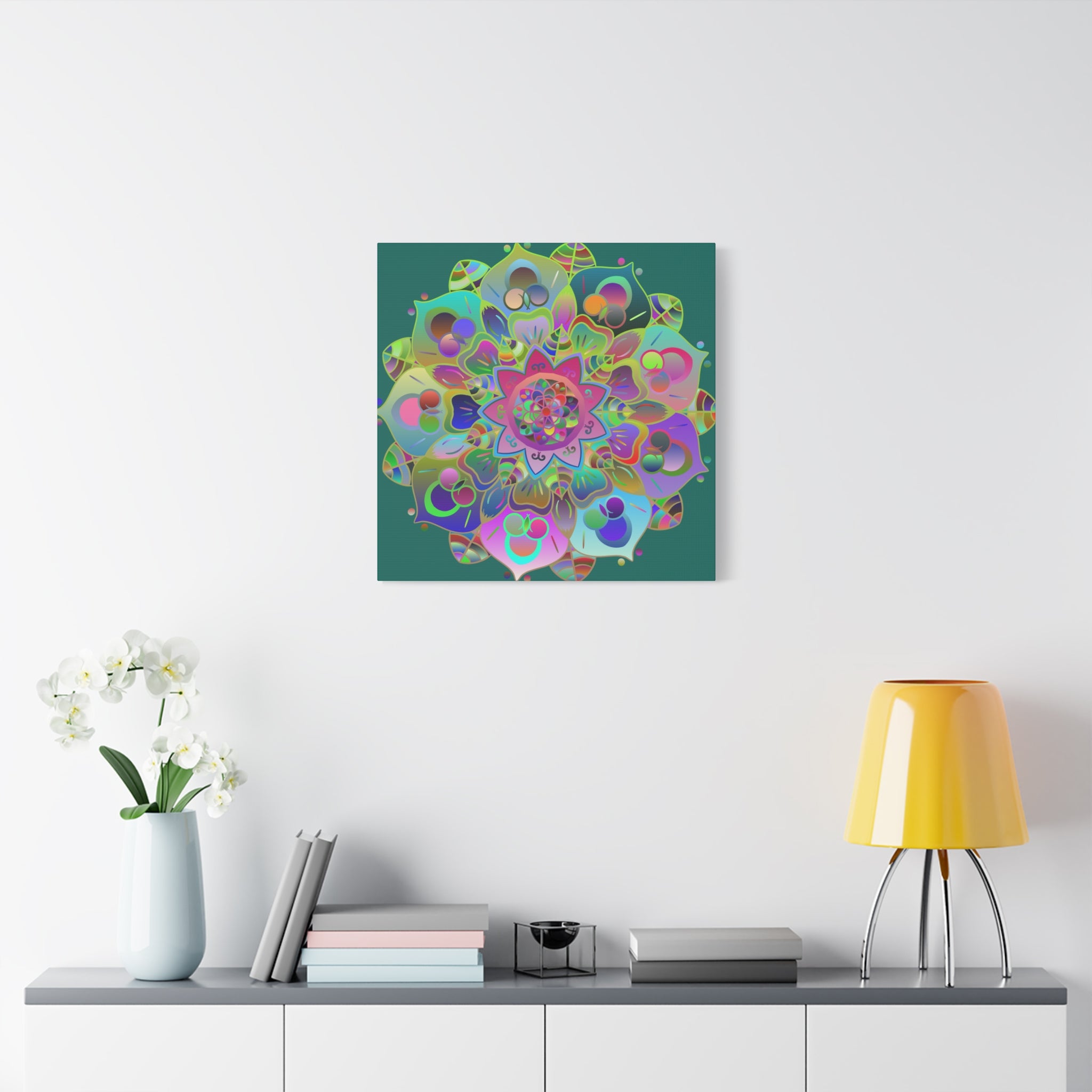Vibrant Mandala Matte Canvas Wall Art — Colorful Boho Stretched Canvas