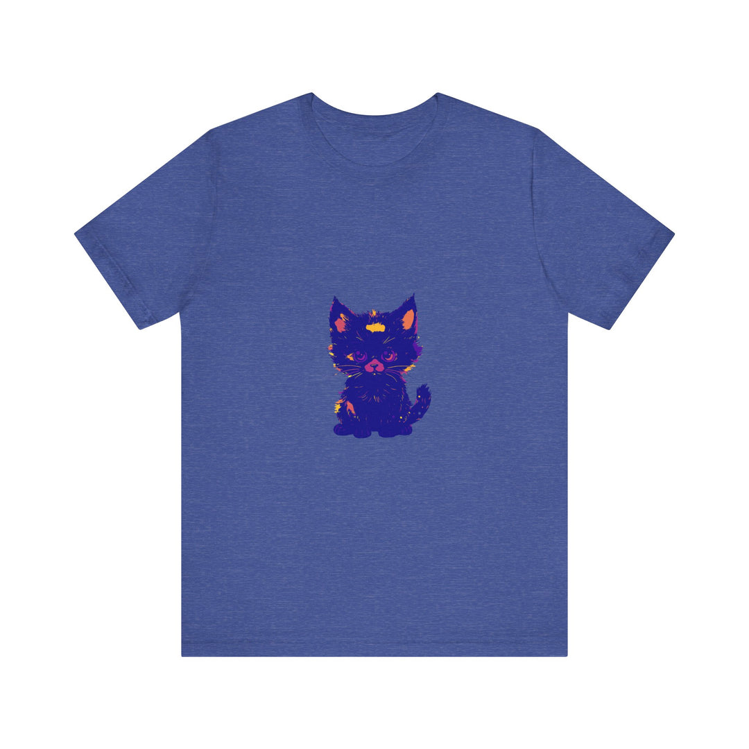 Beautiful Blue Cat T-Shirt with artistic Black Cat design