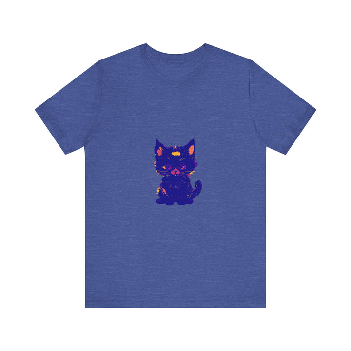 Beautiful Blue Cat T-Shirt with artistic Black Cat design