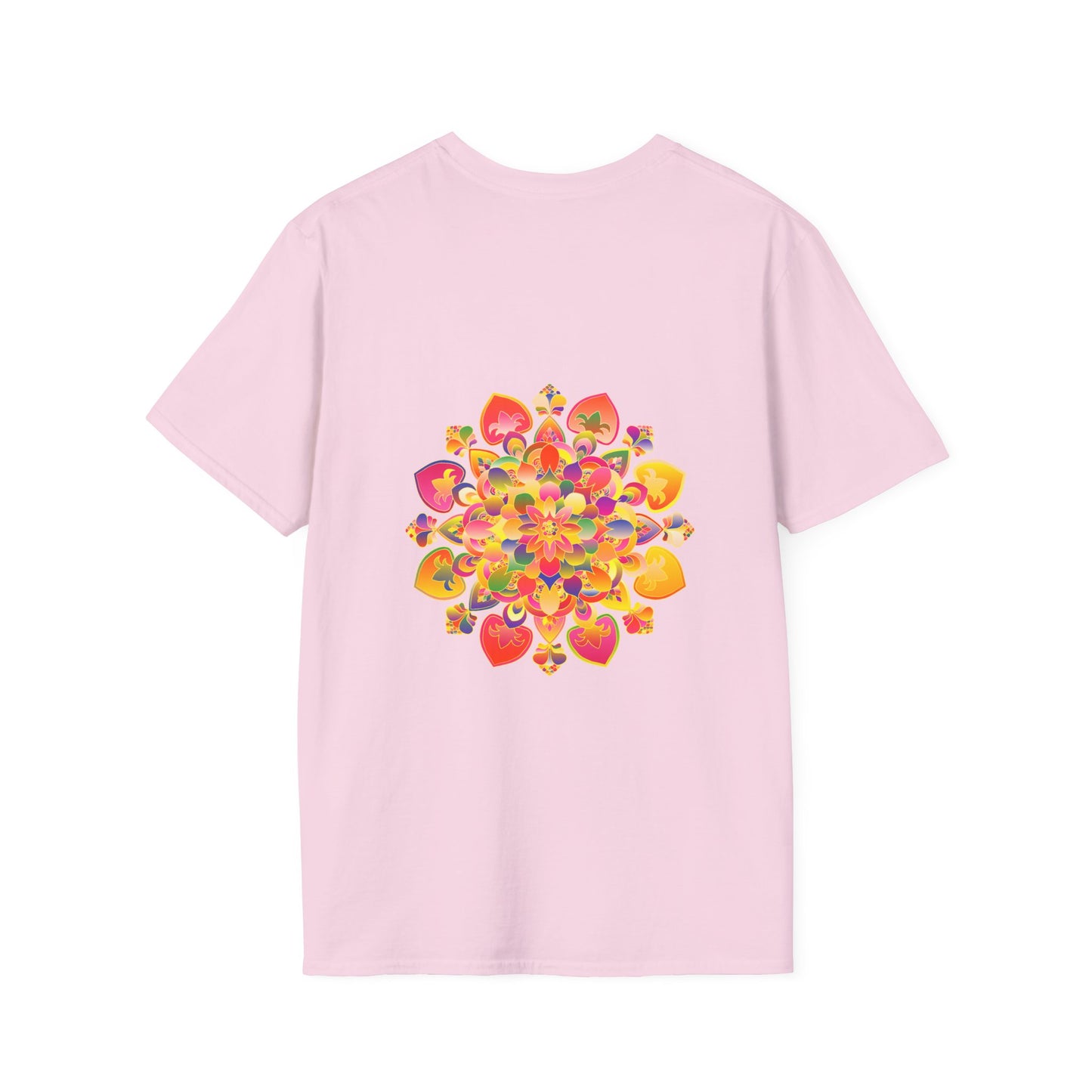 Lotus Mandala Unisex T-Shirt with a Hand-Drawn Unique Design by Blululi, perfect for both men and women, featuring a beautiful lotus mandala illustration in a vibrant and eye-catching color palette