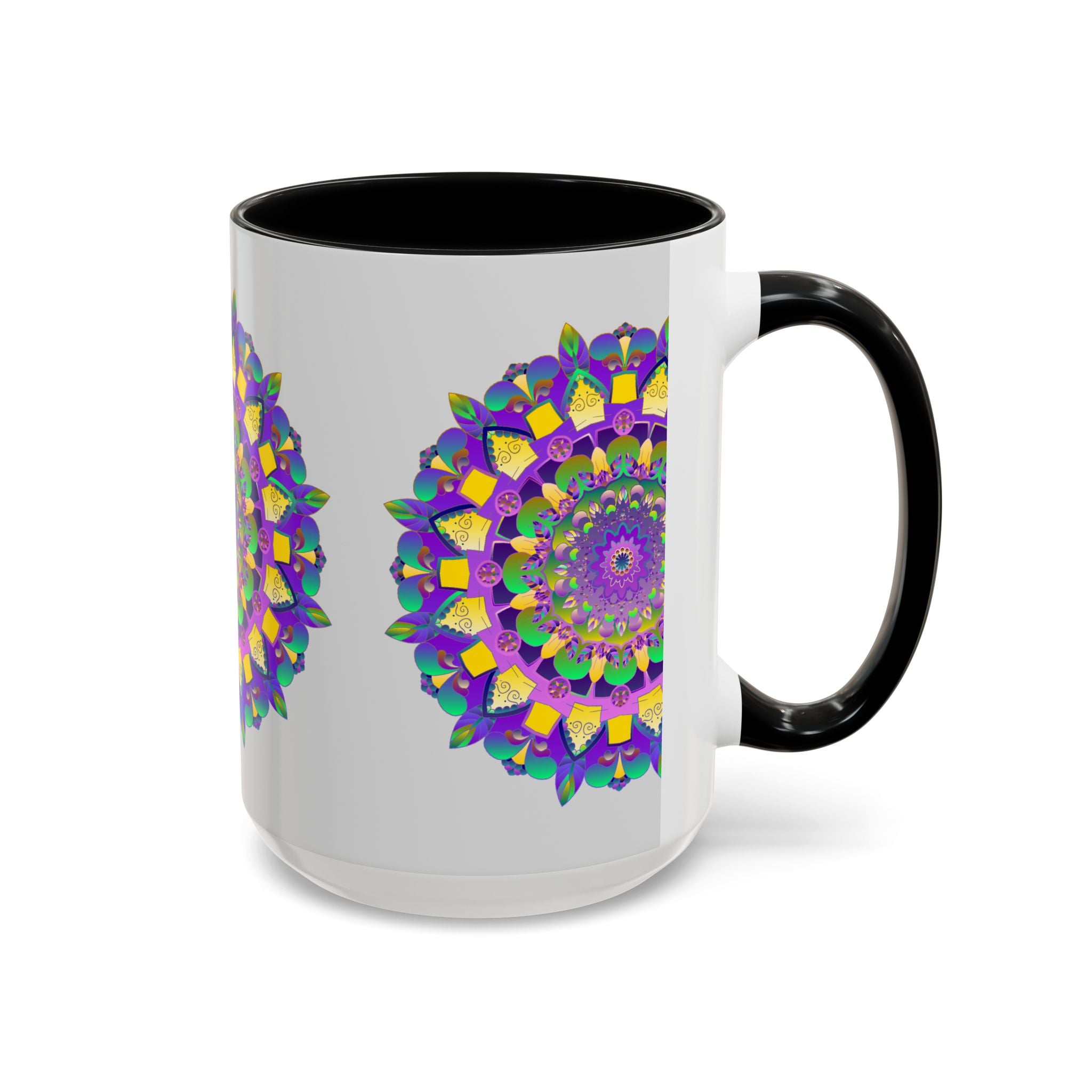 Exquisite Handcrafted Mug featuring Purple and Yellow Mandala Art