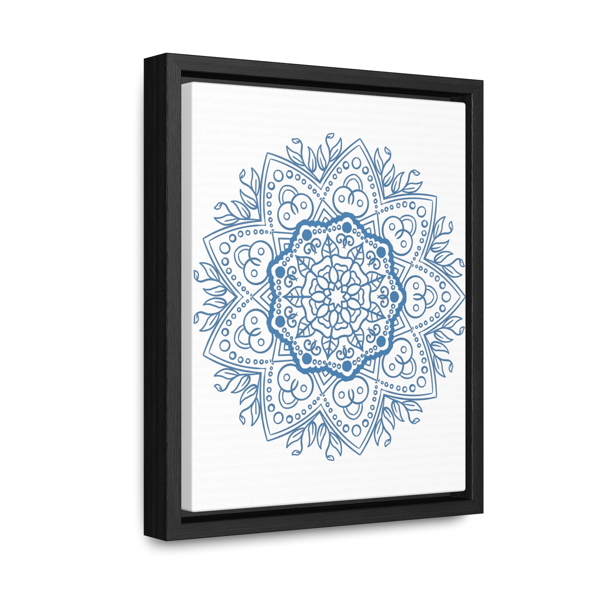 Handmade steel blue Mandala Design Wall Art on gallery canvas wraps