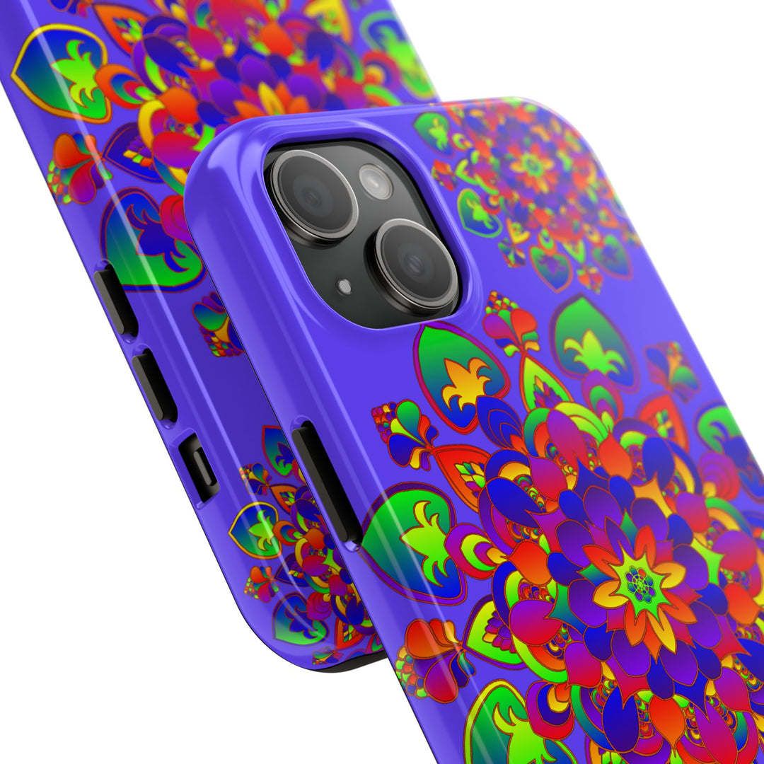 Colorful hand-drawn mandala rainbow design phone case for stylish protection