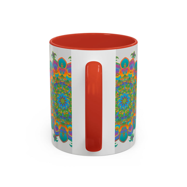 Vibrant and detailed mandala art mug featuring colorful and intricate design