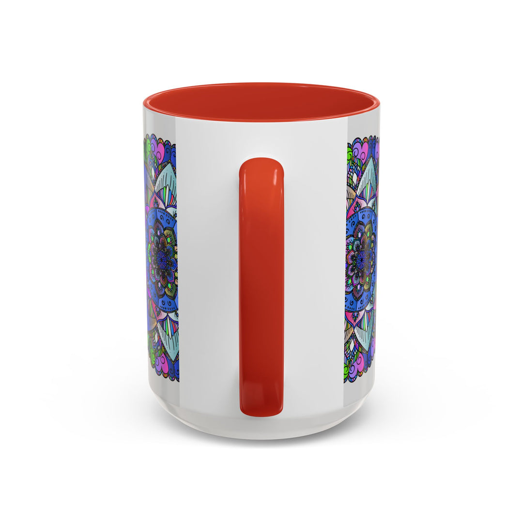 Colorful mandala mug featuring intricate and peaceful art design