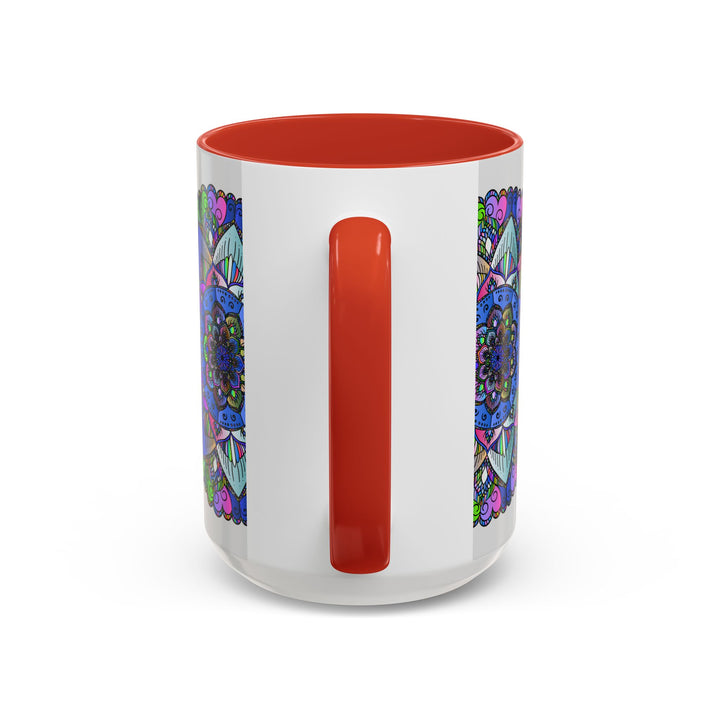 Colorful mandala mug featuring intricate and peaceful art design