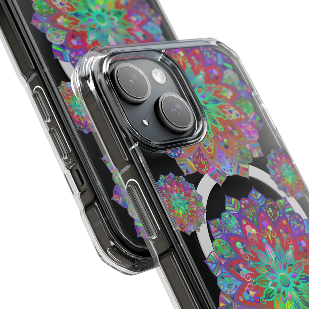 Beautiful and intricate mandala design MagSafe®-compatible impact case for iPhone 14/15