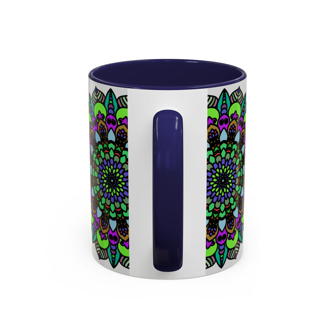 Intricately designed mandala art mug with colorful and vibrant details