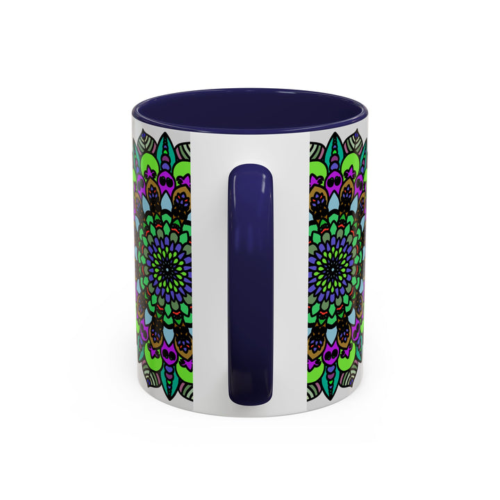 Intricately designed mandala art mug with colorful and vibrant details