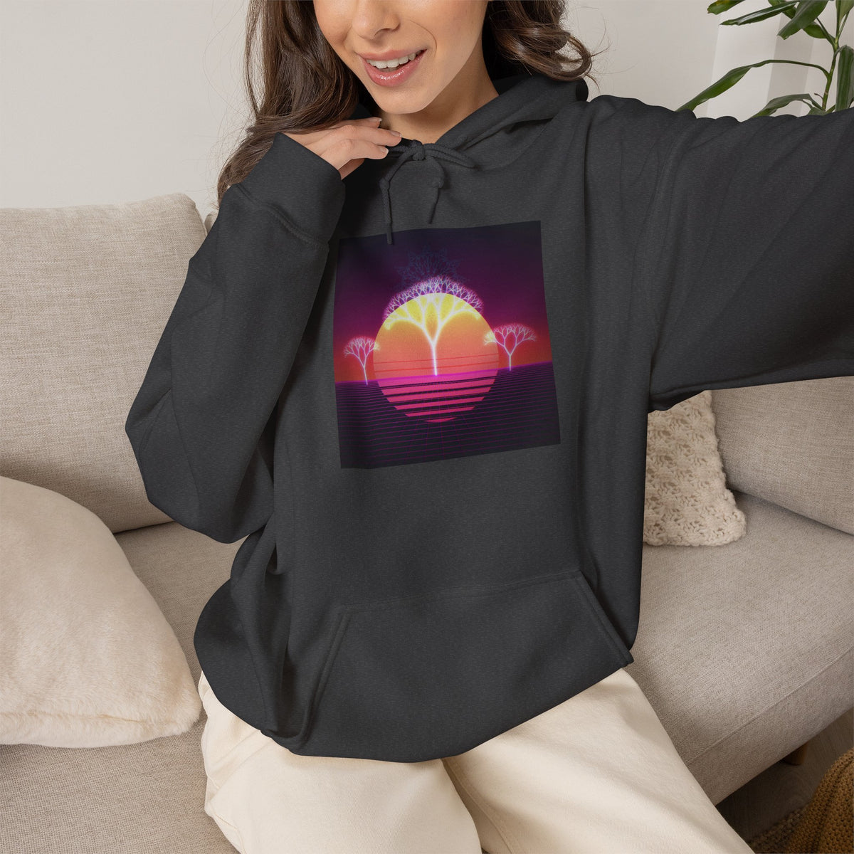 Felpa con cappuccio Retro Sunset Tree of Life