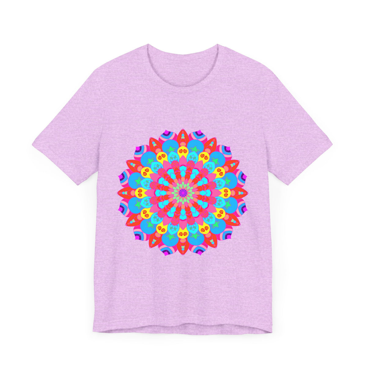 Vibrant and intricate mandala design T-shirt featuring psychedelic art in a variety of colors