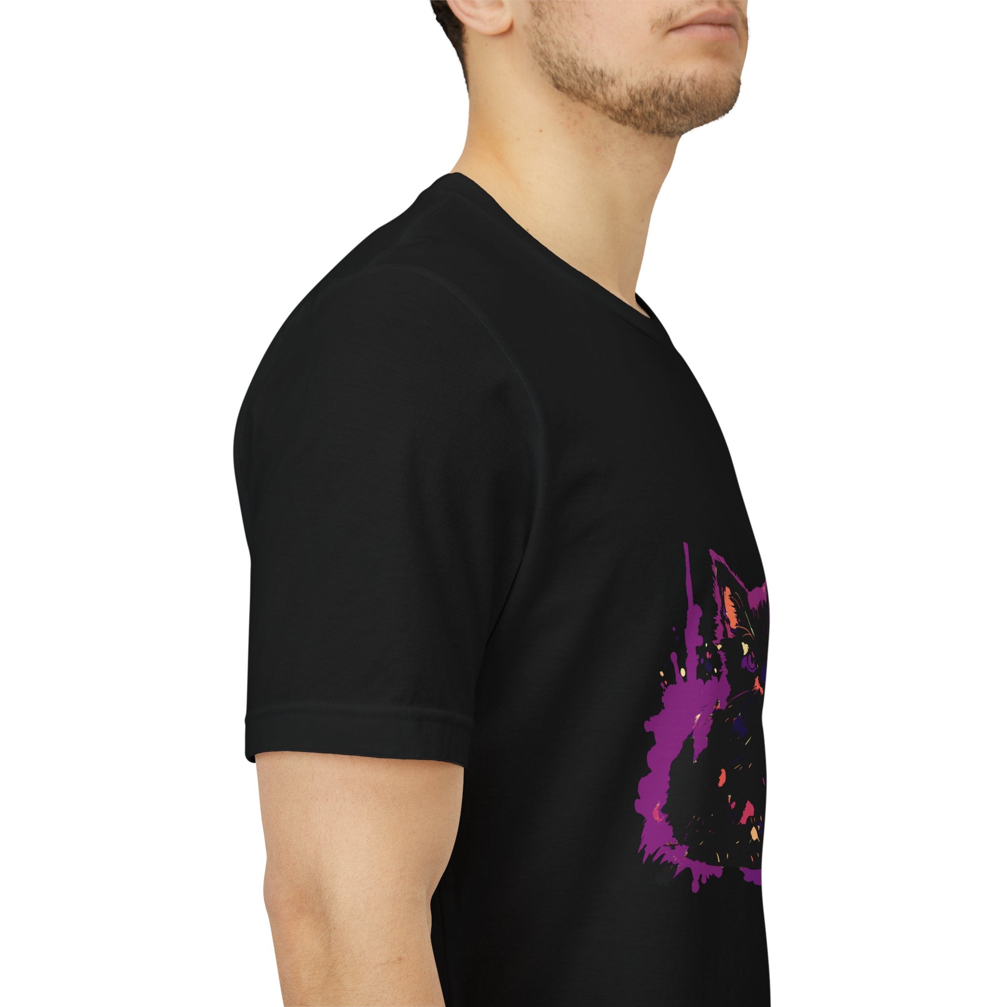 Black Cat Mystery - Purple Paint Splatter T-Shirt