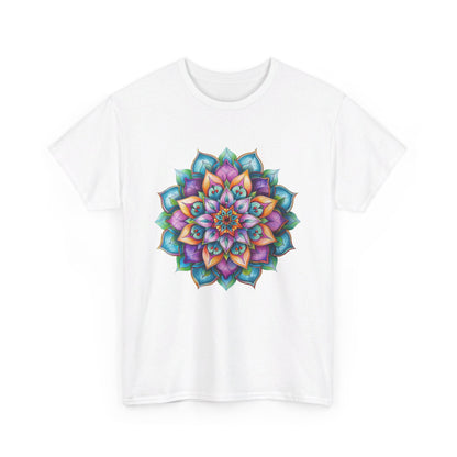 Soft and breathable unisex cotton tee with intricate mandala art design for yoga and meditation enthusiasts