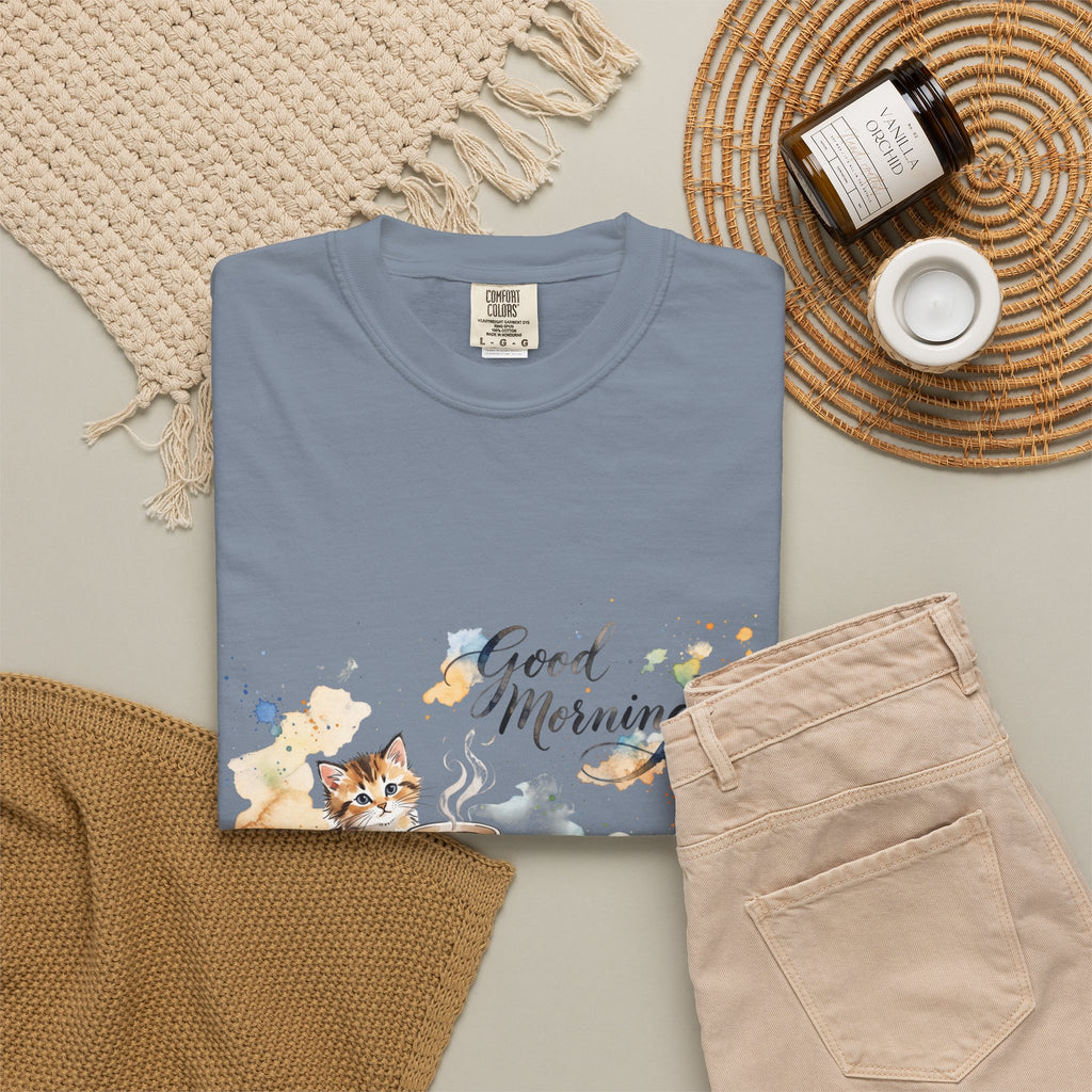 Good Morning Cat T-Shirt | Ultra-Soft Cotton Graphic Tee