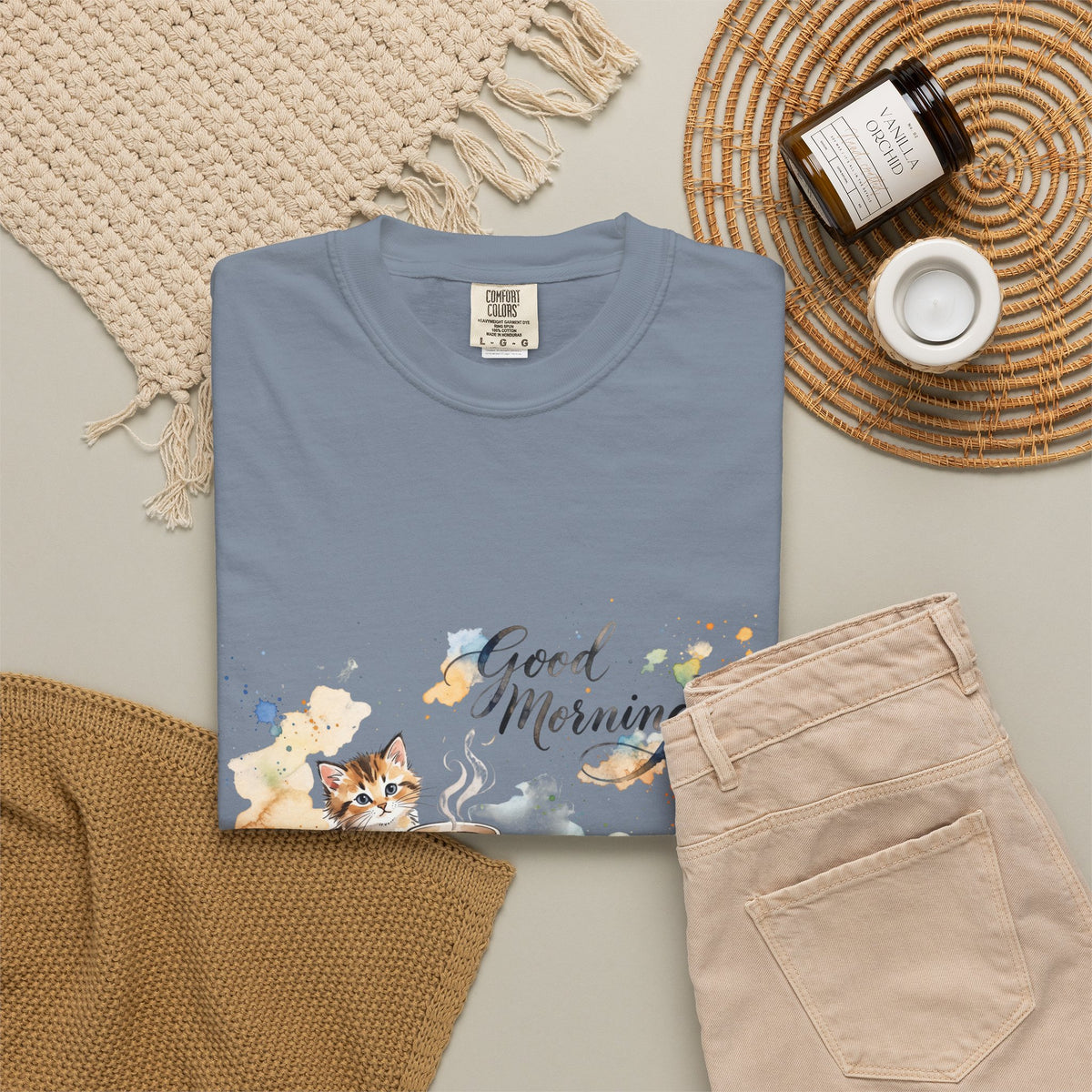 Good Morning Cat T-Shirt | Ultra-Soft Cotton Graphic Tee