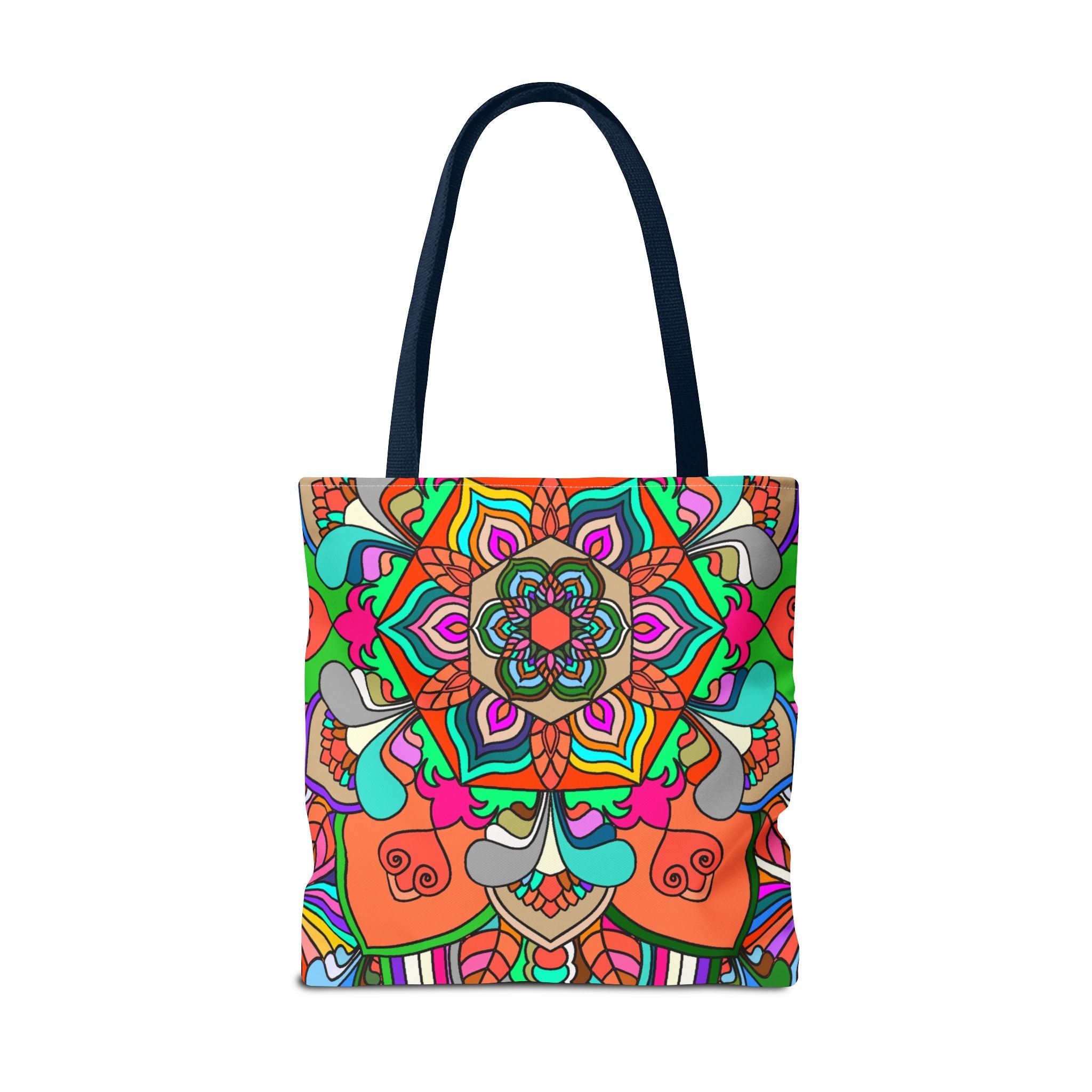Borsa tote Mandala colorata — Borsa da spiaggia e da mercato con vivace stampa boho all-over